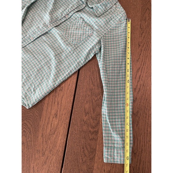 Burton Classic 100% Cotton Flannel Shirt Men’s Size Medium Plaid Teal Blue - Picture 11 of 12